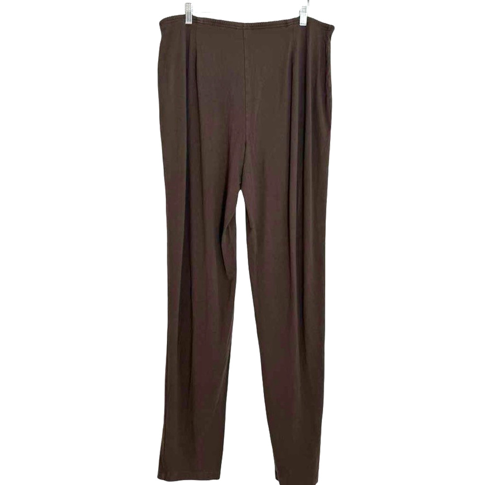 J Jill Wearever Collection Straight Leg Jersey Knit Pull On Brown Pants XL Tall